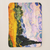 Couverture Sherpa Champ de blé avec cyprès de Vincent Van Gogh (Devant)