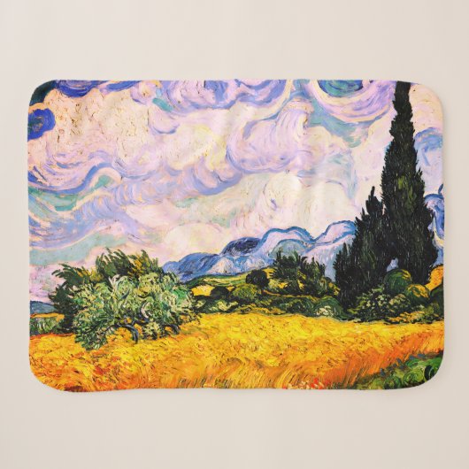 Couverture Sherpa Champ de blé avec cyprès de Vincent Van Gogh (Devant (Horizontal))