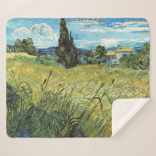 Couverture Sherpa Champ de blé vert Vincent van Gogh (Devant (Horizontal))