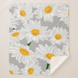 Couverture Sherpa Champ de camomille de marguerite. Fleurs d'été du