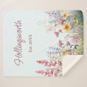 Couverture Sherpa Champ Fleur sauvage aquarelle personnalisé (Devant (Horizontal))