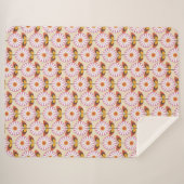 Couverture Sherpa Champ rose des marguerites (Devant (Horizontal))