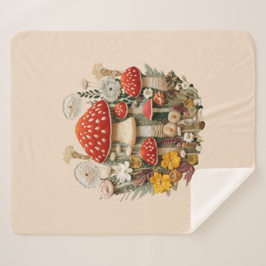 Couverture Sherpa Champignon et Fleur sauvage Sherpa Blanket (Devant (Horizontal))
