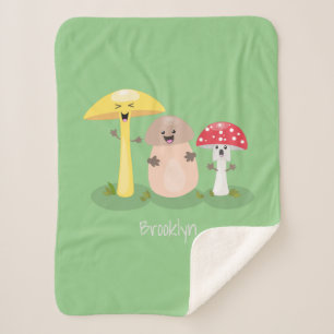 Couverture Sherpa Champignon mignon et kawaii