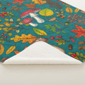 Couverture Sherpa Champignons d'automne, feuilles, noix et baies sur (3/4)