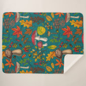 Couverture Sherpa Champignons d'automne, feuilles, noix et baies sur (Devant (Horizontal))