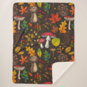 Couverture Sherpa Champignons d'automne, feuilles, noix et baies sur (Devant)