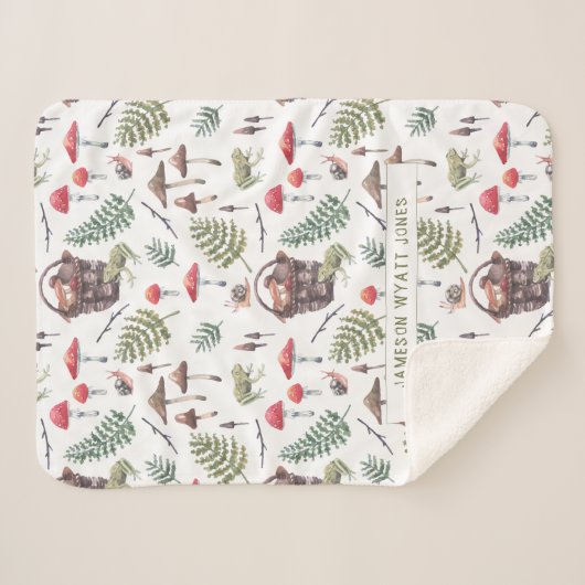 Couverture Sherpa Champignons d'automne mignons | Illustrations d'aq (Devant (Horizontal))