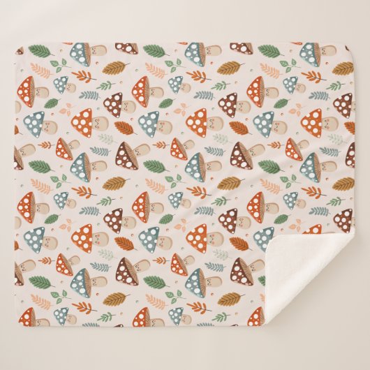 Couverture Sherpa Champignons, Feuillage d'automne, Nature Patten (Devant (Horizontal))