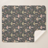 Couverture Sherpa Champignons Gris Charbon Luxe Moderne Rustique (Devant (Horizontal))