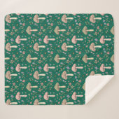 Couverture Sherpa Champignons Vibrants Émeraude Profond | Luxe Tons (Devant (Horizontal))
