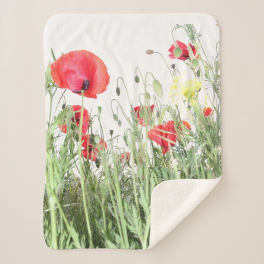 Couverture Sherpa Champs de pavot fleurs Soleil Nature fleurs Coeur (Devant)