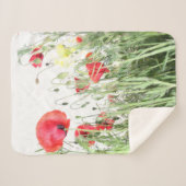 Couverture Sherpa Champs de pavot fleurs Soleil Nature fleurs Coeur (Devant (Horizontal))