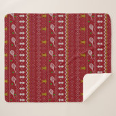 Couverture Sherpa Chandail de Noël de Tennis Motif tricoté Rouge Noë (Devant (Horizontal))