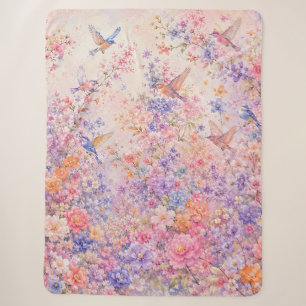 Couverture Sherpa Chants d'oiseaux parmi les fleurs
