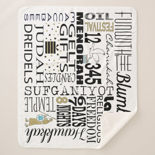 Couverture Sherpa Chanukah Mots Fun Sherpa Blanche/Moyen (Devant)