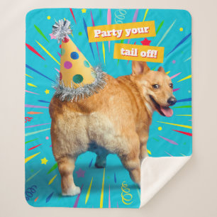 Couverture Sherpa Chapeau d'anniversaire Corgi Butt