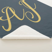 Couverture Sherpa Charbon Couleur Or Monogramme Initial Professionne (3/4)