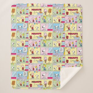Couverture Sherpa Charlie Brown, Snoopy & Sally Crème glacée