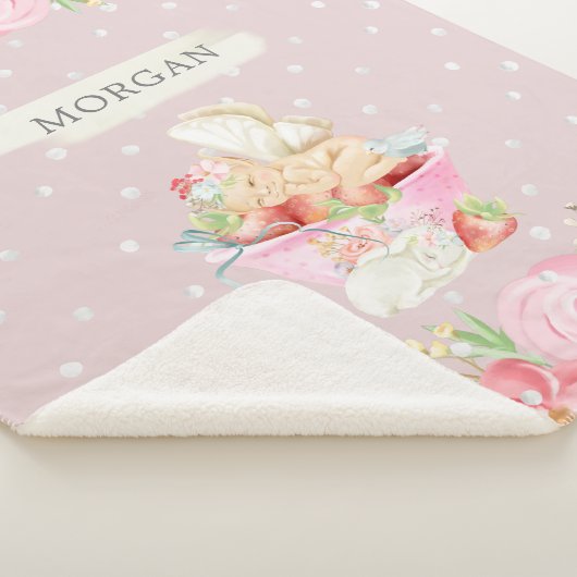 Couverture Sherpa charmant jardin charmant de fée bébé monogramme en (3/4)