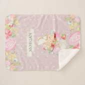 Couverture Sherpa charmant jardin charmant de fée bébé monogramme en (Devant (Horizontal))