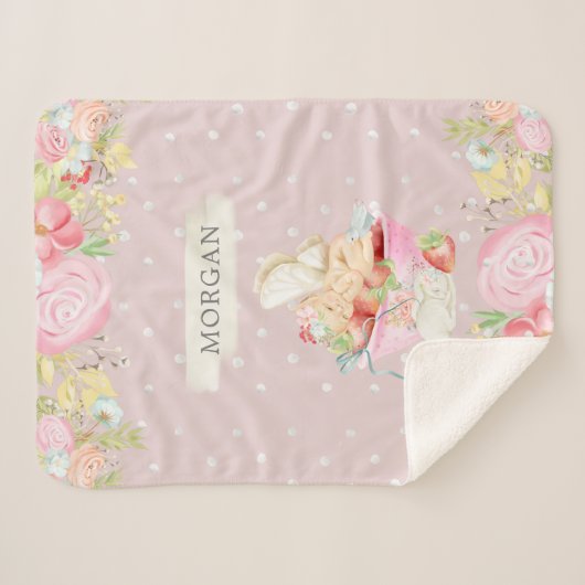 Couverture Sherpa charmant jardin charmant de fée bébé monogramme en (Devant (Horizontal))