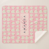 Couverture Sherpa Charmante Motif de fraises Monogrammes Cadeaux (Devant (Horizontal))