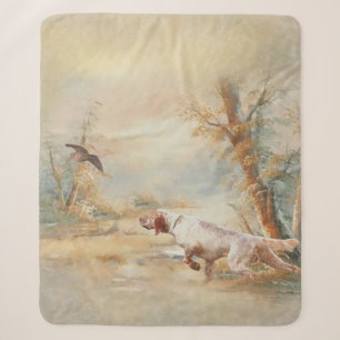 Couverture Sherpa Chasse à la bécasse avec setter anglais en forêt,