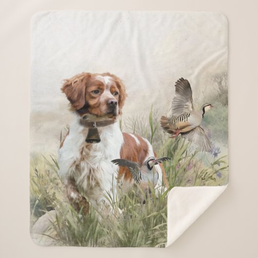 Couverture Sherpa Chasse avec un chien breton, Art (Devant)