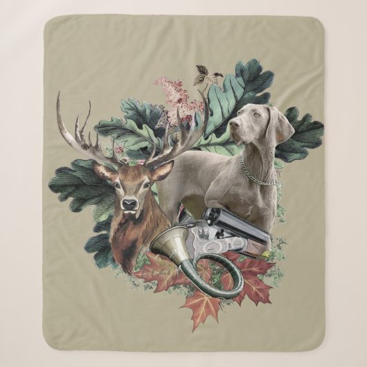 Couverture Sherpa Chasser avec un Weimaraner, "Grey Ghost" (Devant)