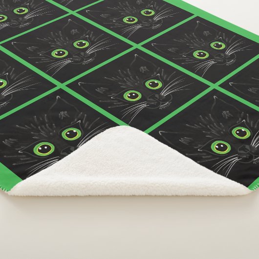 Couverture Sherpa Chat à l'oeil vert souriant (3/4)