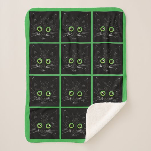 Couverture Sherpa Chat à l'oeil vert souriant (Devant)