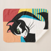 Couverture Sherpa Chat abstrait noir et blanc (Devant (Horizontal))