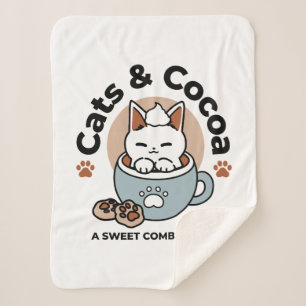 Couverture Sherpa Chat adorable en Mug Conception de vacances - Chat