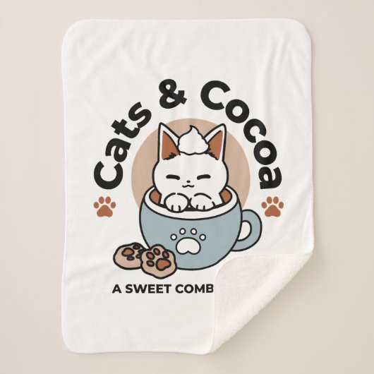Couverture Sherpa Chat adorable en Mug Conception de vacances - Chat (Devant)