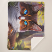 Couverture Sherpa Chat bleu à l'oeil dans les bois (Devant)