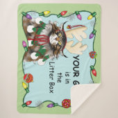 Couverture Sherpa Chat cadeau de Noël Green Funny (Devant)