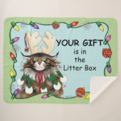 Couverture Sherpa Chat cadeau de Noël Green Funny (Devant (Horizontal))