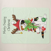 Couverture Sherpa Chat Calico de Noël amusant (Devant (Horizontal))