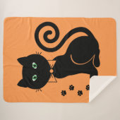 Couverture Sherpa Chat Cravate Bow Orange Blanche Sherpa (Devant (Horizontal))