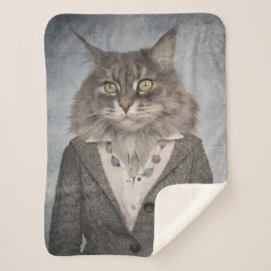 Couverture Sherpa Chat dans des vêtements