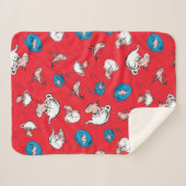 Couverture Sherpa Chat Dans Le Casquette | Le Motif rouge poisson (Devant (Horizontal))