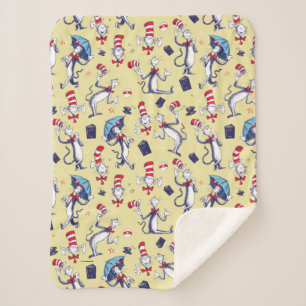Couverture Sherpa Chat dans le Chapeau Motif Jaune