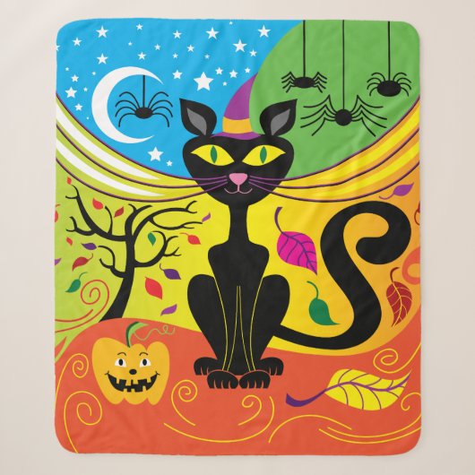 Couverture Sherpa Chat de brise effrayant (Devant)