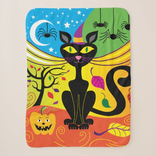 Couverture Sherpa Chat de brise effrayant (Devant)