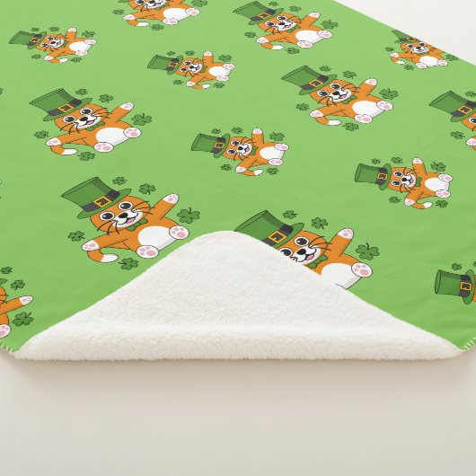 Couverture Sherpa Chat de la Saint Patrick avec dessin Shamrock (3/4)