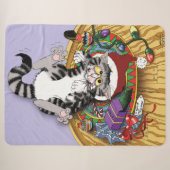 Couverture Sherpa Chat de Noël (Devant (Horizontal))
