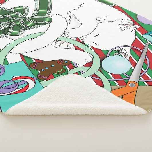 Couverture Sherpa Chat de Noël blanc (3/4)