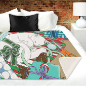 Couverture Sherpa Chat de Noël blanc