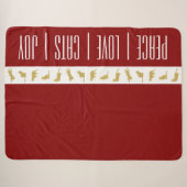 Couverture Sherpa Chat de Noël Moderne Rouge Blanc Or (Devant (Horizontal))